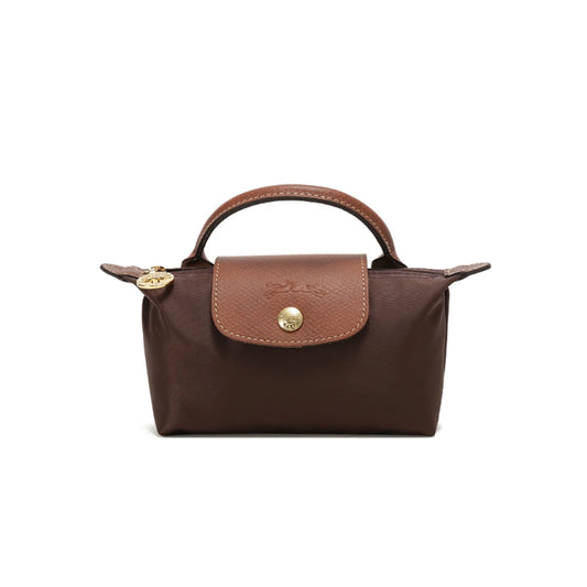 Le Pliage Original Pouch with handle Ebony Brown - Recycled canvas