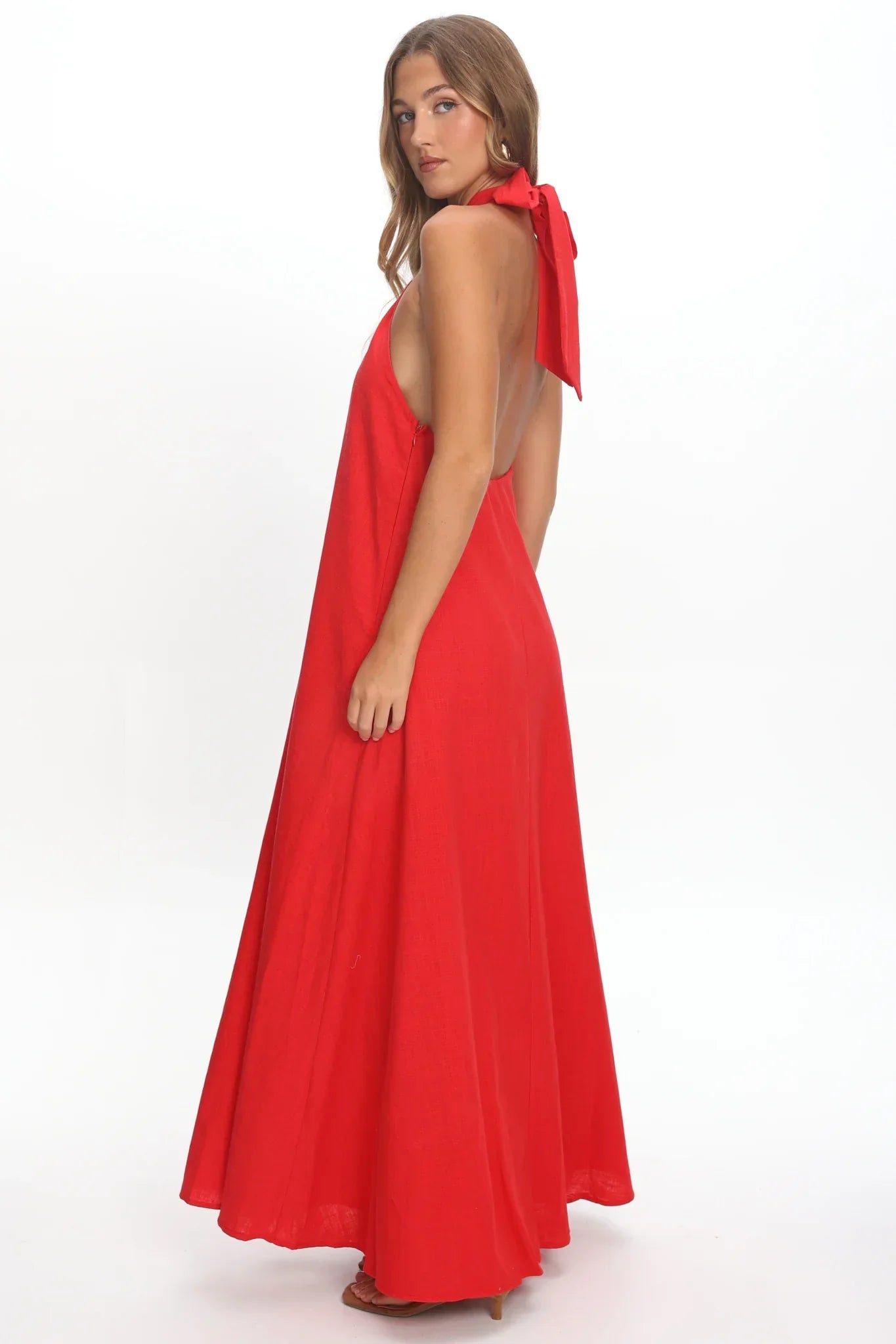 Cheer Twist Halterneck Maxi Dress Red