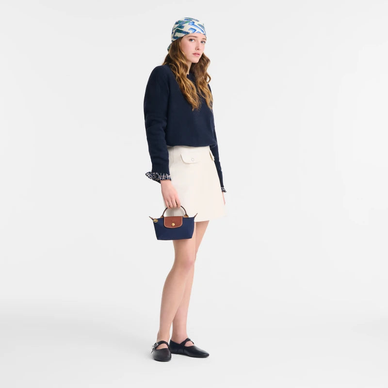 Le Pliage Original Pouch with handle Navy - Recycled canvas