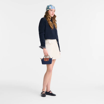 Le Pliage Original Pouch with handle Navy - Recycled canvas