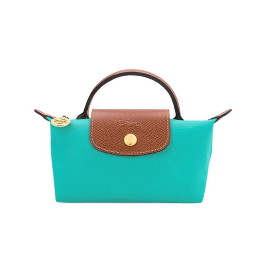 Le Pliage Original Pouch with handle Turquoise Green - Recycled canvas