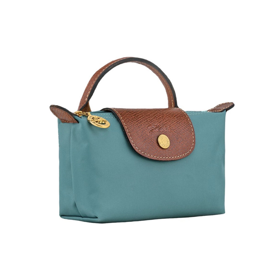 Le Pliage Original Pouch with handle Eucalyptus Green - Recycled canvas