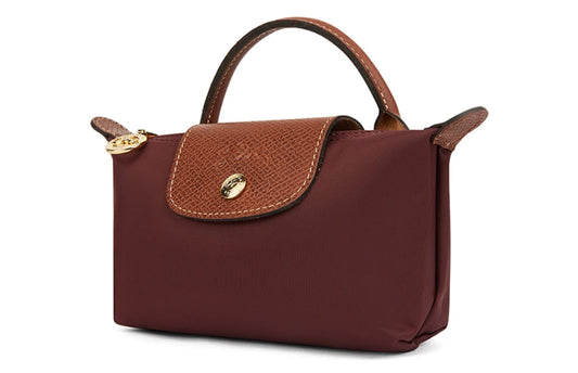 Le Pliage Original Pouch with handle Classic Burgundy - Recycled canvas