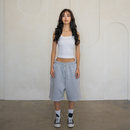 'Heather Grey' Baggy Sweat Shorts