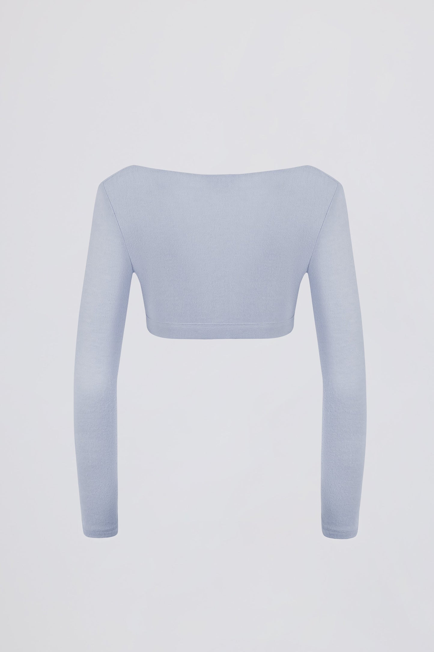 Brushed Jersey V-Neck Crop Top in Soft Blue