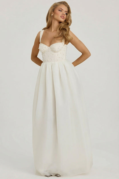 Embellished Corset Gown in White