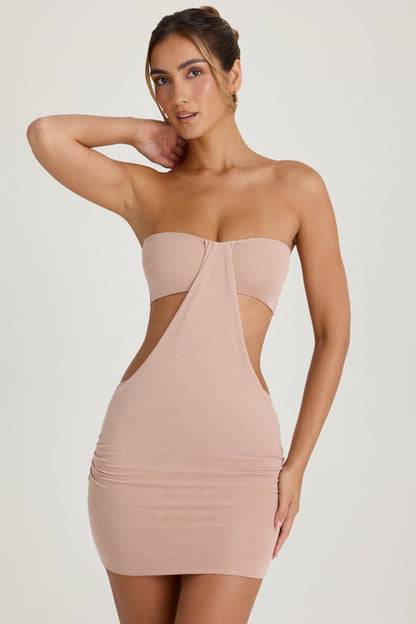 Bandeau Cut-Out Mini Dress in Warm Peach