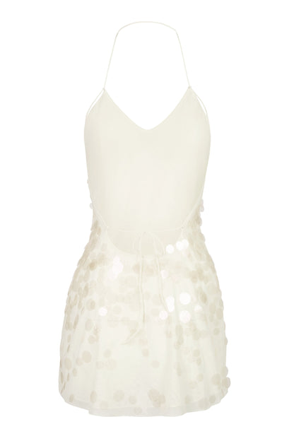 Embellished Mini Dress in Pearl