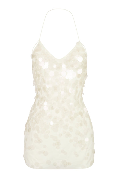 Embellished Mini Dress in Pearl