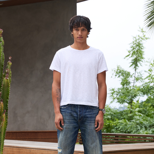 'Terrain' White Slub Tee
