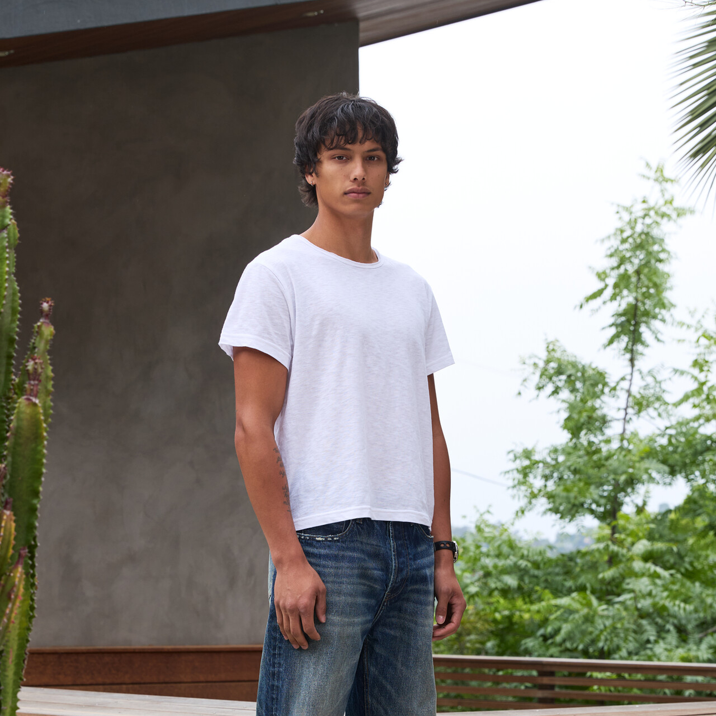 'Terrain' White Slub Tee