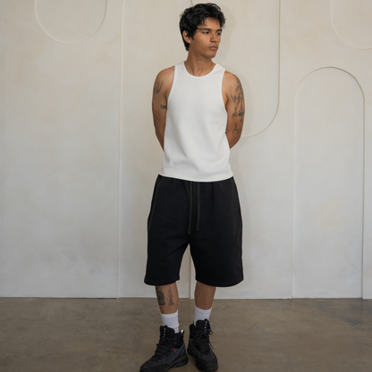 'White' Waffle Knit Tank Top