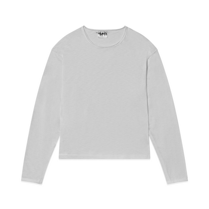 'Terrain' White Slub Long Sleeve Tee